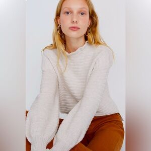 Madewell Ruffle-Neck Pullover Sweater in Cotton-Merino Yarn